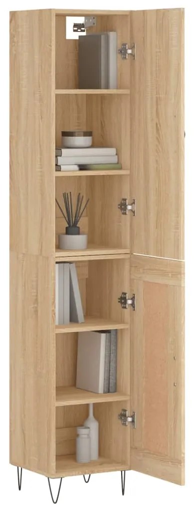 vidaXL Μπουφές Sonoma δρυς 34,5 x 34 x 180 εκ. από Επεξεργασμένο Ξύλο