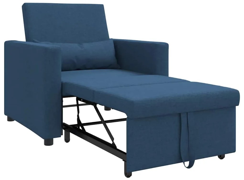 vidaXL Καναπές Κρεβάτι Μονό με τροχούς Μπλε 90 x 165 x 87 εκ. ύφασμα