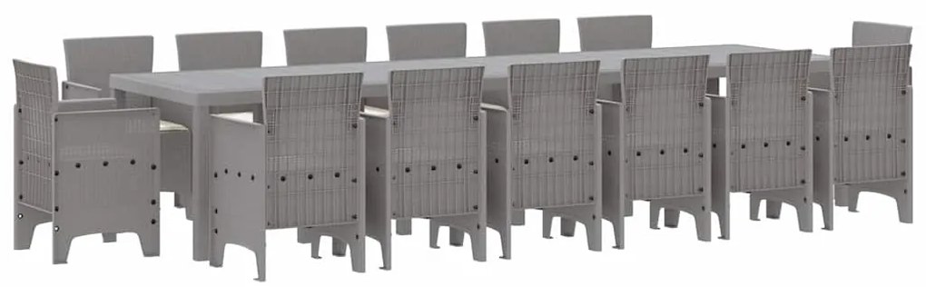 vidaXL Σέτ φαγητού για κήπο 15 pcs Ανοιχτό γκρι Rattan Polt