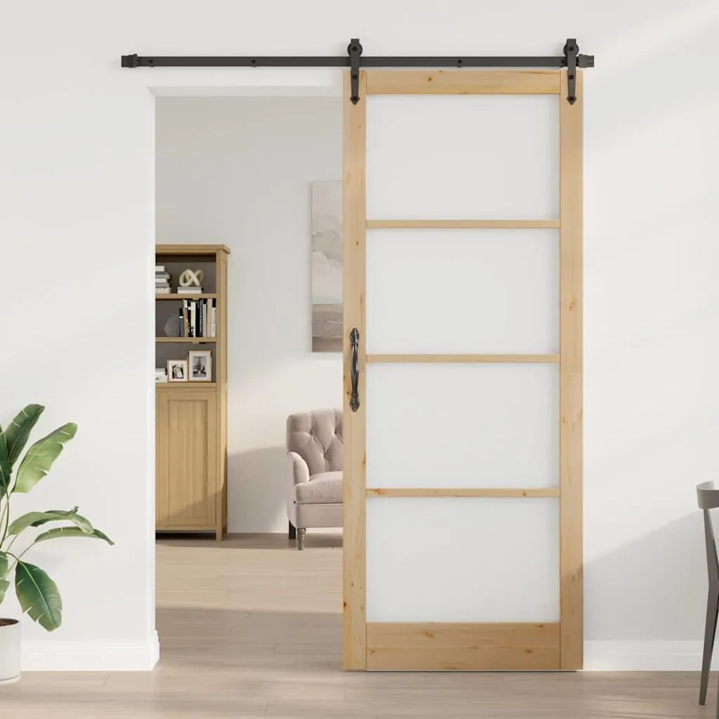 vidaXL Εσωτερική Πόρτα με Γυαλί Καφέ 93 x 232 εκ.
