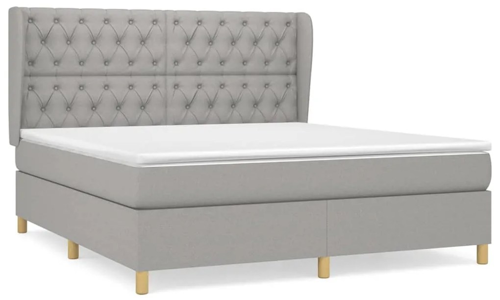 Κρεβάτι Boxspring με Στρώμα Αν. Πράσινο 160x200εκ Υφασμάτινο - Γκρι