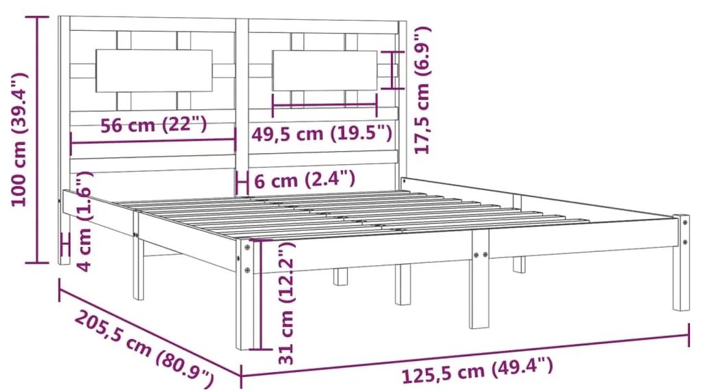 Σκελετός Κρεβ. Χωρίς Στρώμα Λευκό 120x200 εκ Μασίφ Πεύκο - Λευκό