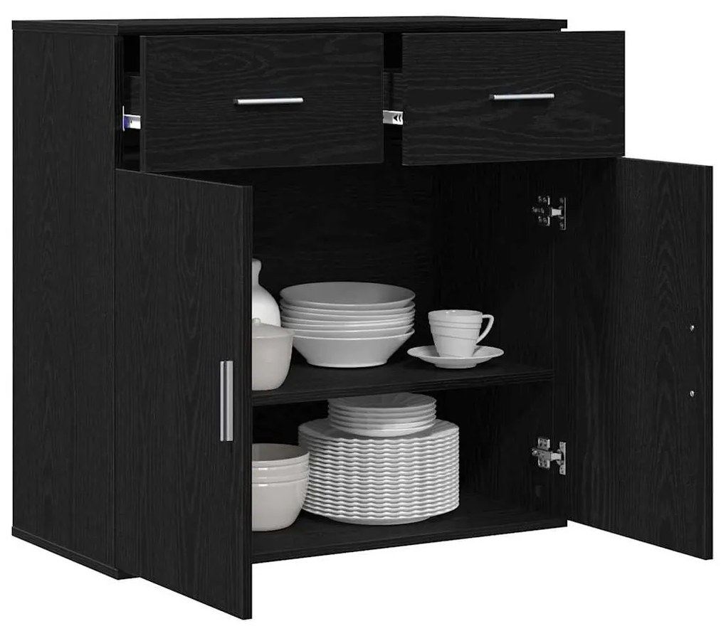 vidaXL Πλαϊνό γραφείο Μαύρη Οξυά 78 x 38 x 80 εκ Επεξεργασμένο ξύλο