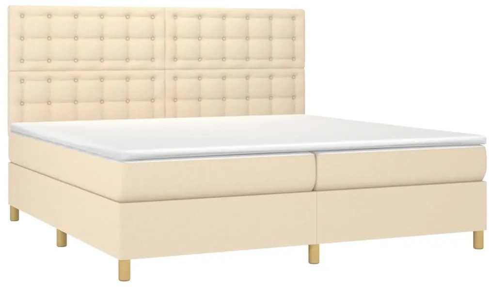 vidaXL Κρεβάτι Boxspring με Στρώμα Κρεμ 200x200 εκ. Υφασμάτινο