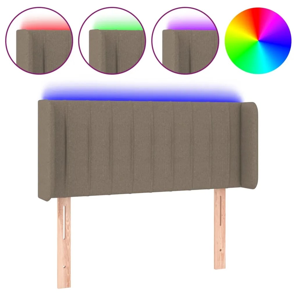 vidaXL Κεφαλάρι Κρεβατιού LED Taupe 103x16x78/88 εκ. Υφασμάτινο