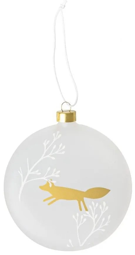 Χριστουγεννιάτικο Στολίδι Frosted Bauble Fox LBTRD0092374 10cm White-Gold Raeder