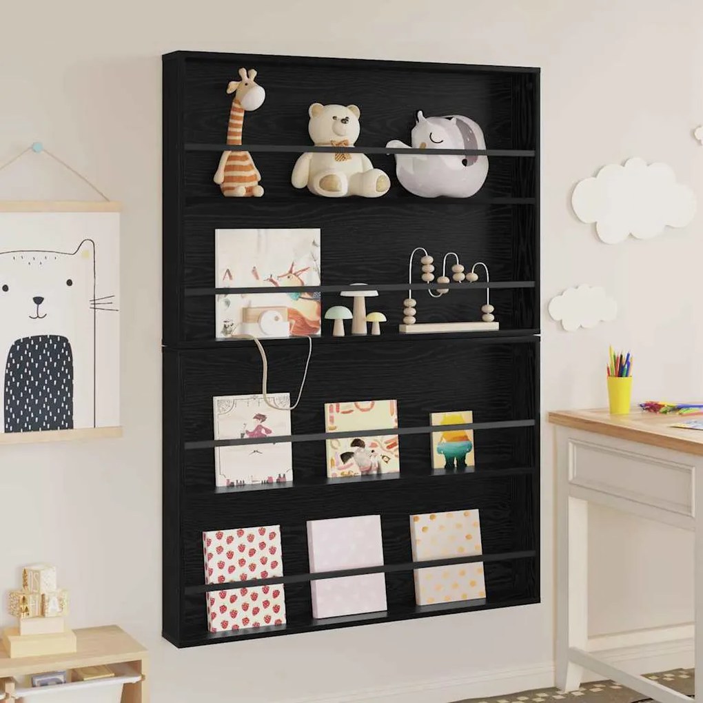 vidaXL Ράφι Περιοδικών με ράφι 2 pcs Μαύρη Οξυά 100 x 12 x 70 εκ