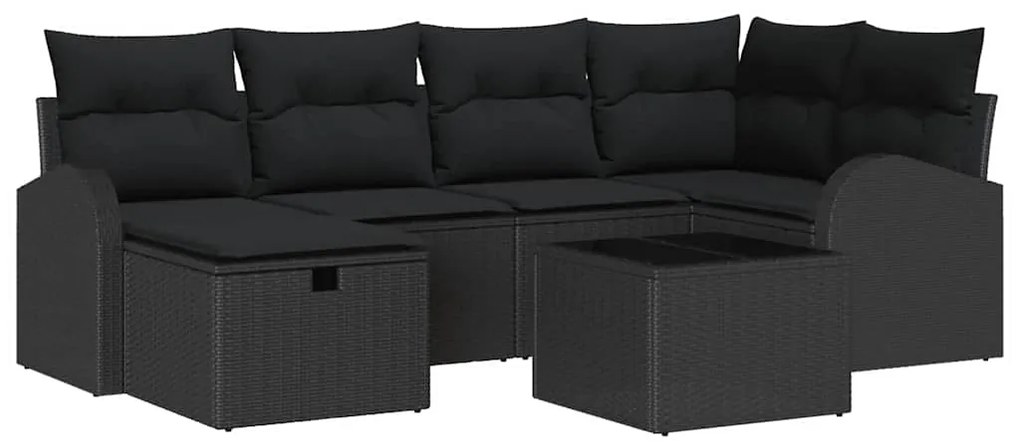 vidaXL Σετ Καναπέ Κήπου 7 pcs Μαύρο 234 x 124 x 85 εκ Πολυ ράταν