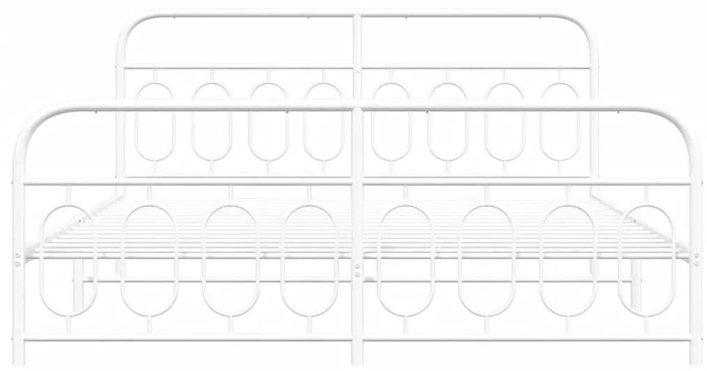 vidaXL Πλαίσιο Κρεβατιού με Κεφαλάρι&Ποδαρικό Λευκό 183x213εκ. Μέταλλο