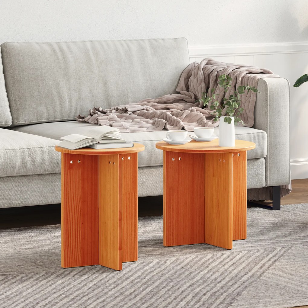vidaXL Σετ Τραπεζιού Για Καφέ 2 pcs Καστανό 41.5 x 41.5 x 41 εκ.