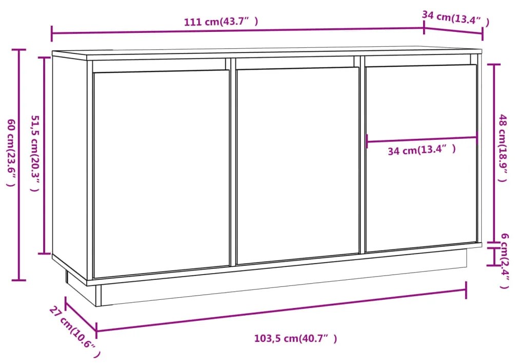 Ντουλάπι 111x34x60 εκ. από Μασίφ Ξύλο Πεύκου - Καφέ