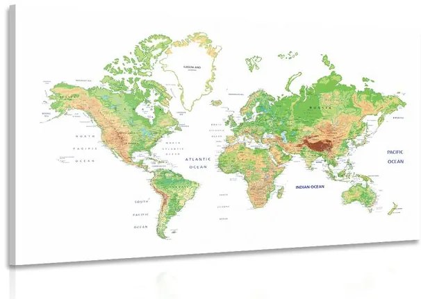 Εικόνα κλασικού παγκόσμιου χάρτη με λευκό φόντο - 90x60
