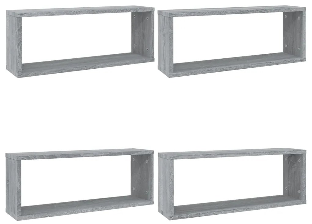vidaXL Ραφιέρες Τοίχου Κύβος 4 τεμ Γκρι Sonoma 60x15x23 εκ. Επεξ. Ξύλο