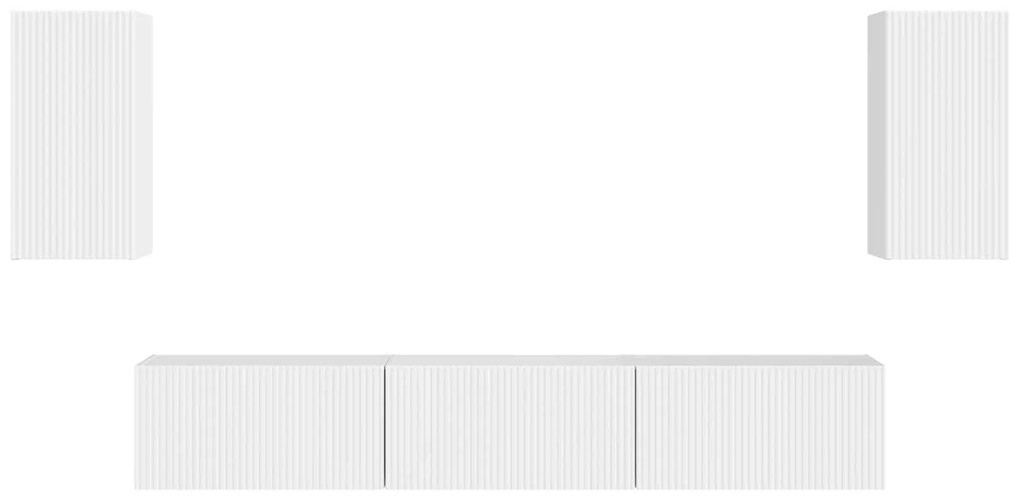 vidaXL Σετ επίπλου τηλεόρασης Επιτοίχιο 3 pcs Υψηλής γυαλάδας λευκό