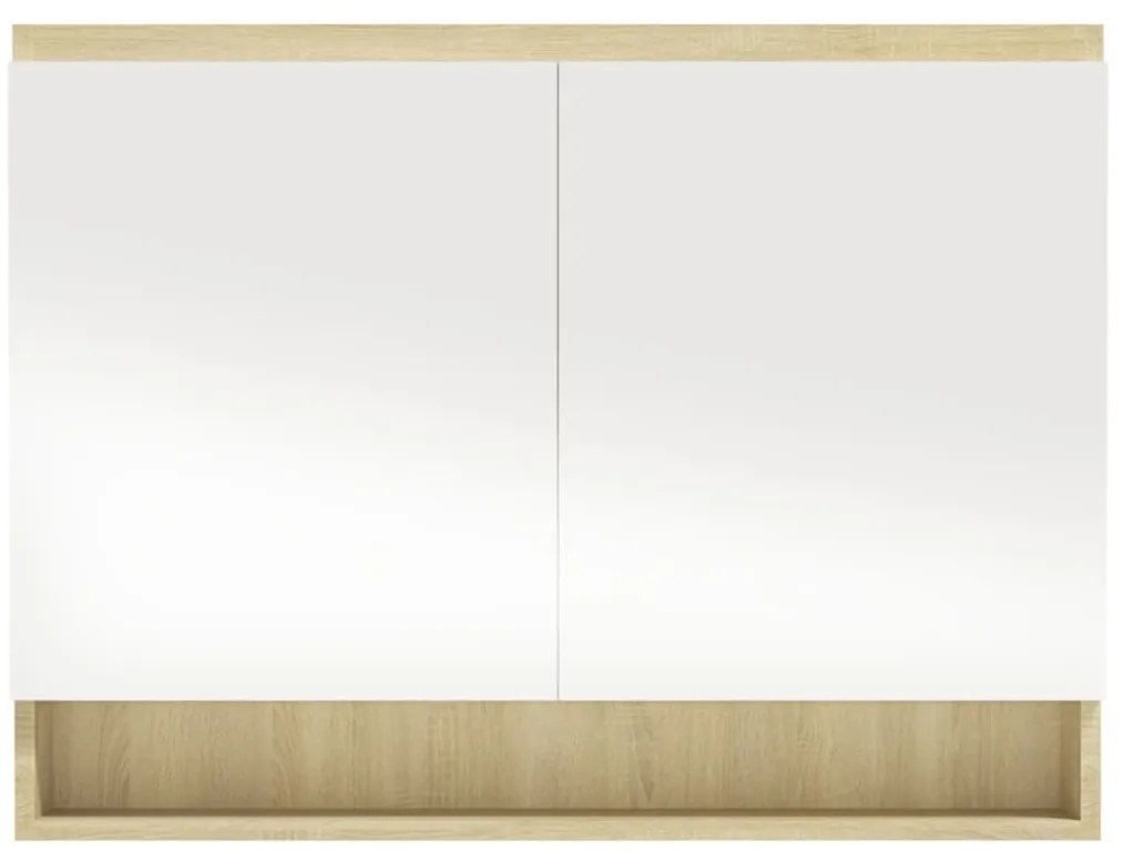 vidaXL Ντουλάπι Μπάνιου με Καθρέφτη 80x15x60 εκ. Λευκό/Δρυς από MDF
