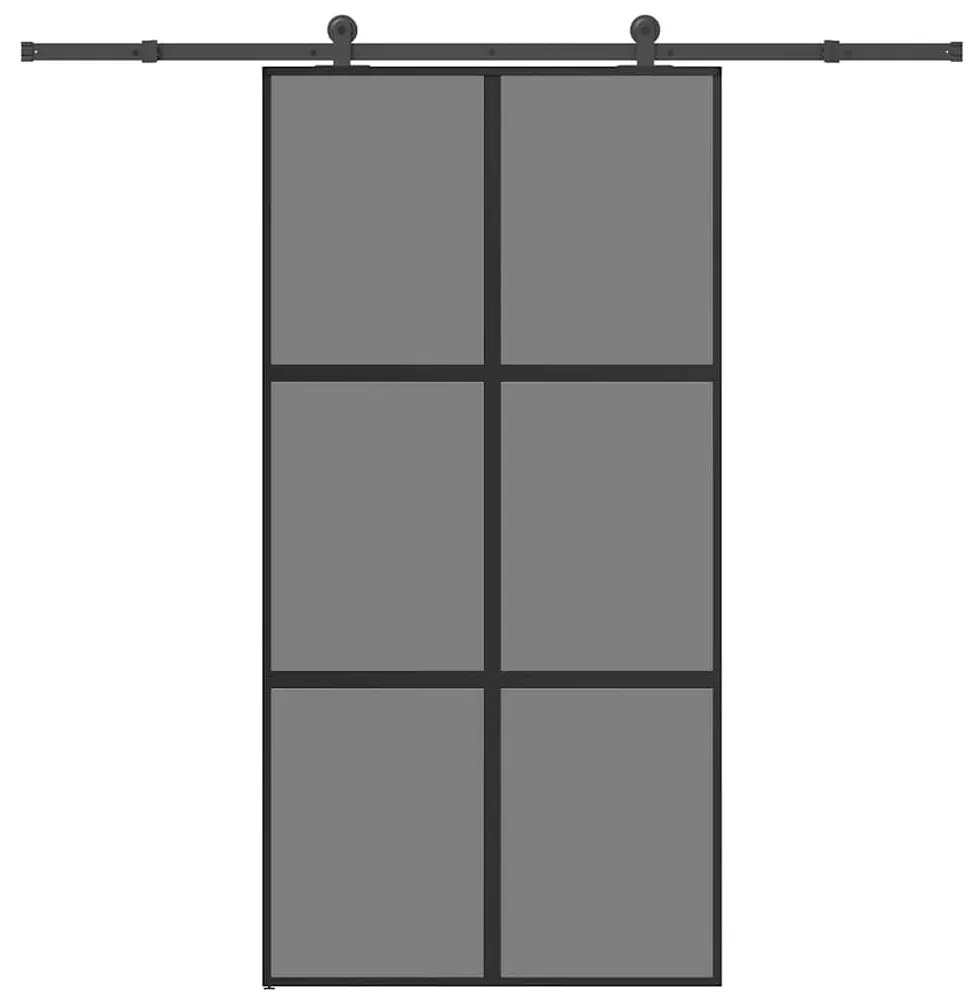 vidaXL Συρόμενη πόρτα με σετ υλικού 102,5x205 cm από γυαλί&amp;Αλουμίνιο