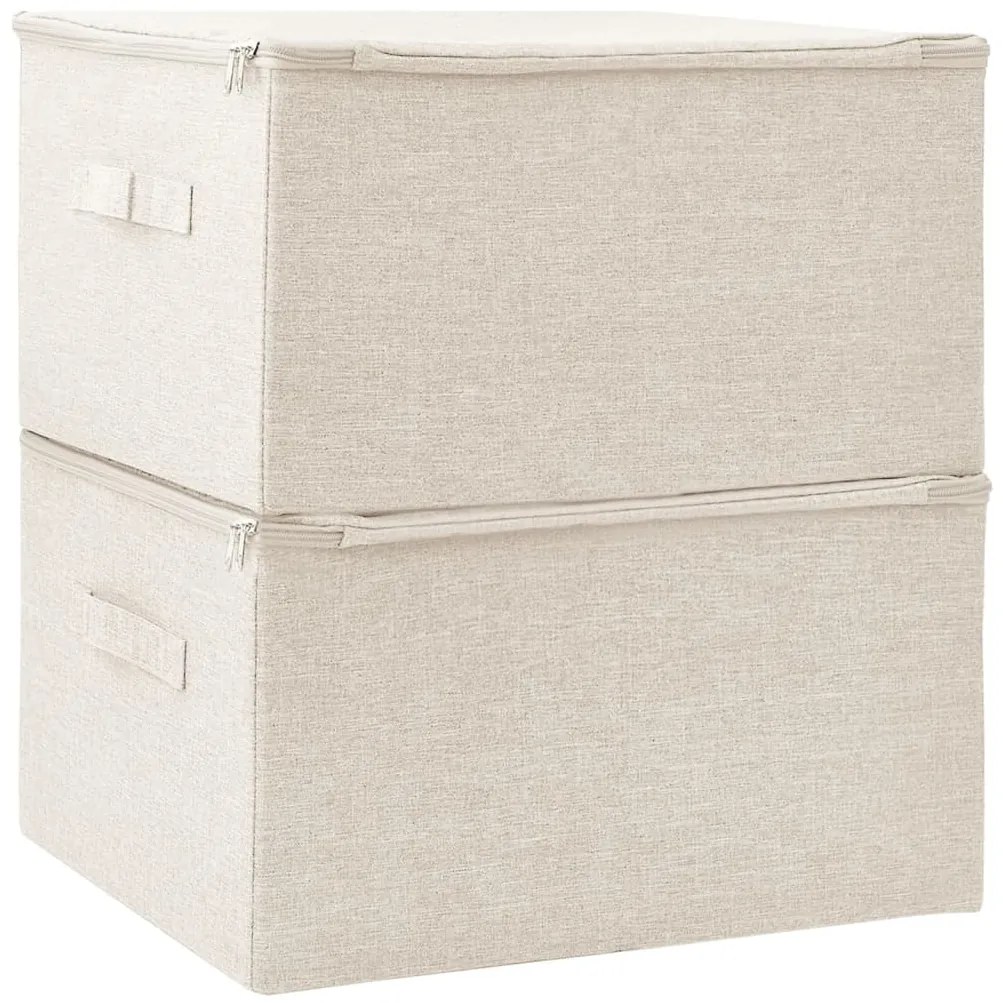vidaXL Κουτιά Αποθήκευσης 2 τεμ. Κρεμ 43 x 34 x 23 εκ. Υφασμάτινα