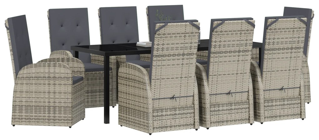 vidaXL Σετ Επίπλων Εξωτερικού Χώρου 9 pcs Γκρι 200 x 80 x 73 εκ