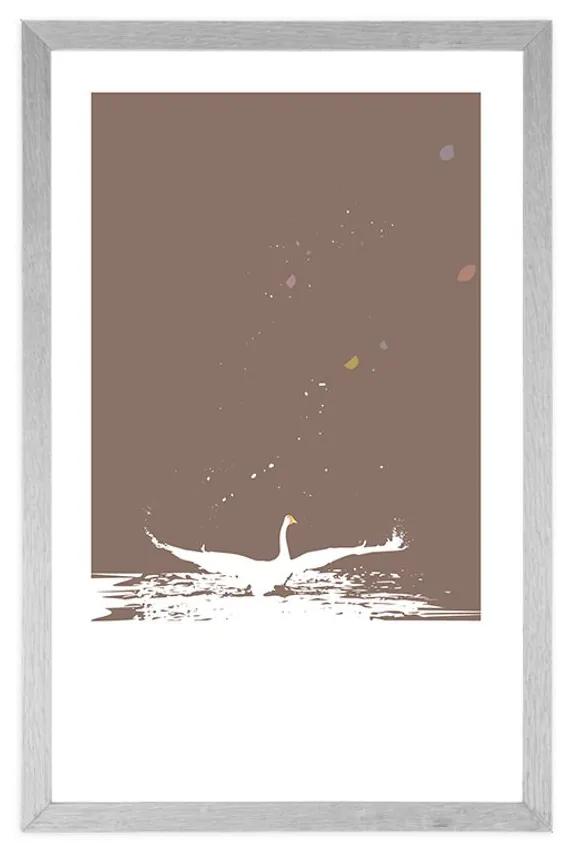 Αφίσα με παρπαστού Η λίμνη του κύκνου - 60x90 white