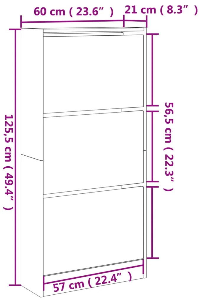 ΠΑΠΟΥΤΣΟΘΗΚΗ SONOMA ΔΡΥΣ 60X21X125,5 ΕΚ. ΑΠΟ ΕΠΕΞΕΡΓΑΣΜΕΝΟ ΞΥΛΟ 839898