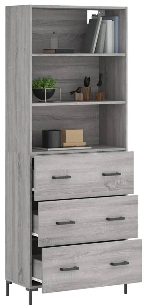 vidaXL Ντουλάπι Γκρι Sonoma 69,5 x 34 x 180 εκ. Επεξεργασμένο Ξύλο