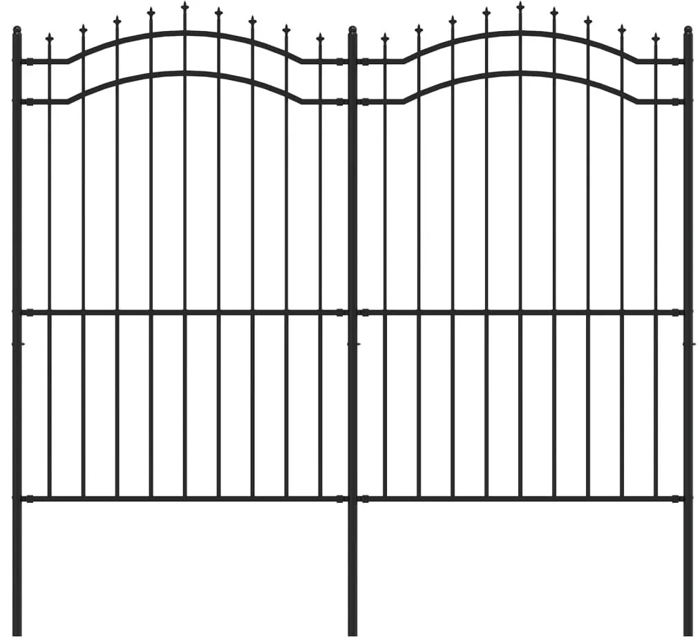 vidaXL Φράχτης Κήπου με Κορυφή Δόρυ Μαύρος 239x175 εκ. Ατσάλι με Ηλεκτροστατική Βαφή