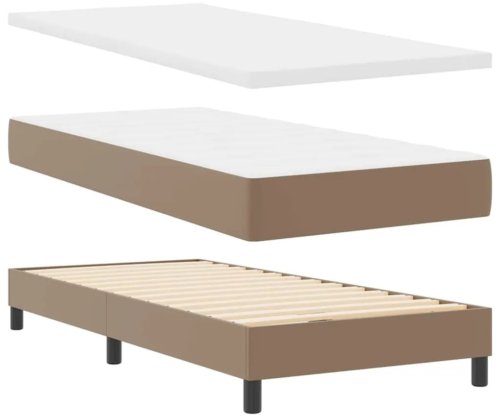 vidaXL Κρεβάτι με Στρώμα Καπουτσίνο 100 x 200 cm Τεχνητό δέρμα