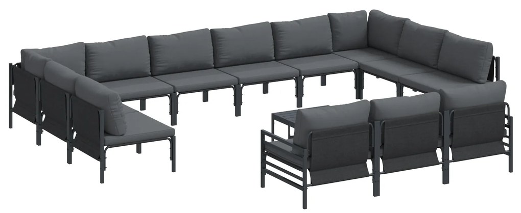 vidaXL Σετ Καναπέ Κήπου 14 pcs Ανθρακί Ατσάλι