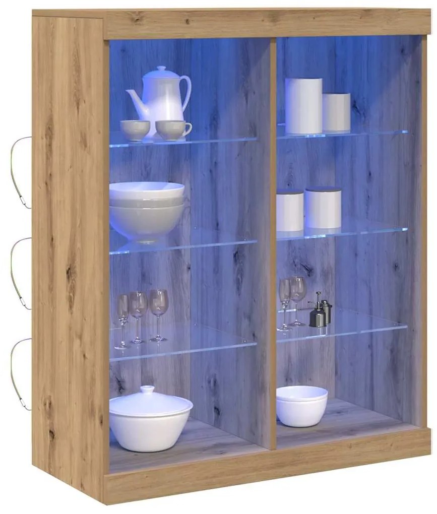 vidaXL Πλευρικό Τραπέζι LED Artisan Oak 41 x 37 x 100 εκ