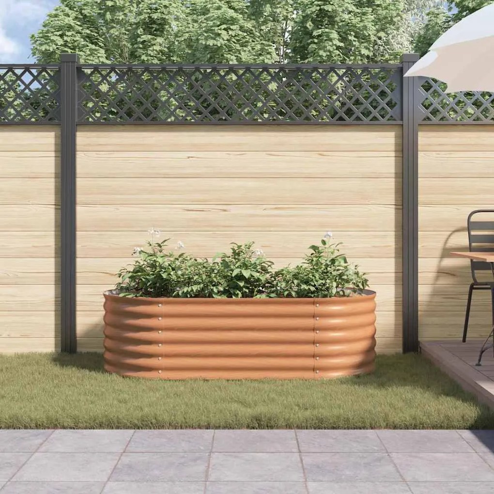 vidaXL Υπερυψωμένη Ζαρντινιέρα Καφέ 160 x 80 x 44 cm Ατσάλι