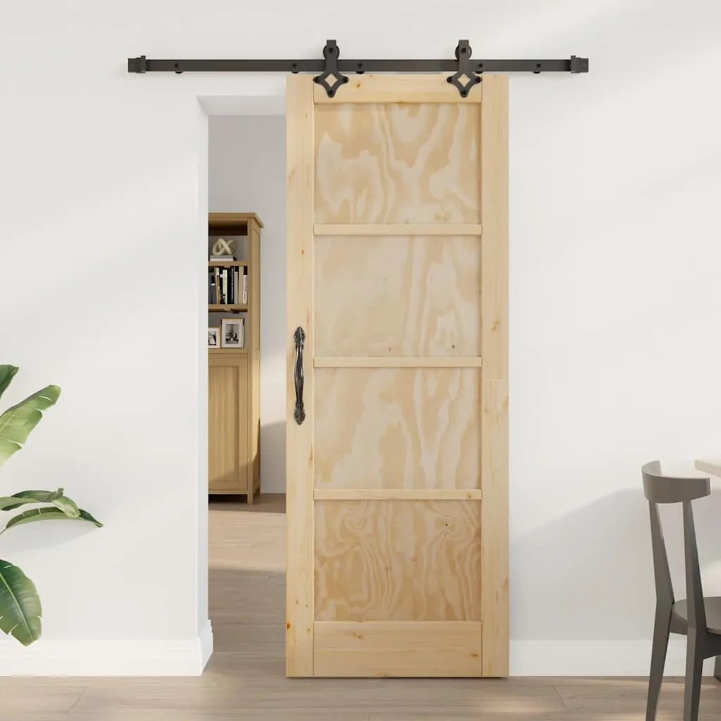 vidaXL Σετ Συρόμενης Πόρτας Φυσικό και μαύρο 73.5 x 198.5 εκ.