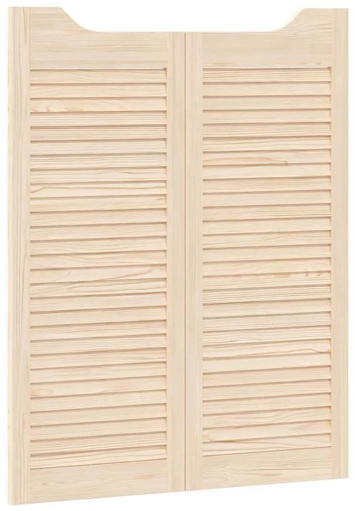 Swing Doors Louvred Design 1-Pair 100x80 cm μασίφ ξύλο πεύκο - Καφέ