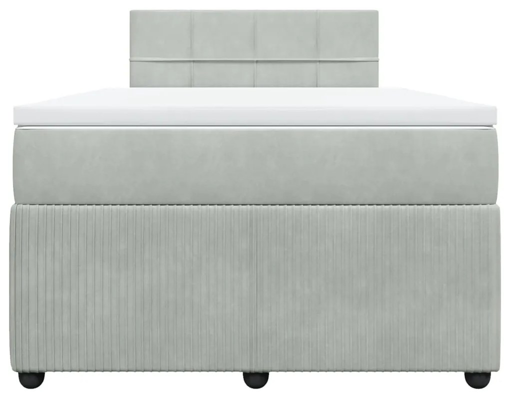 Κρεβάτι Boxspring με Στρώμα Ανοιχτό Γκρι 120x200 εκ. Βελούδινο - Γκρι