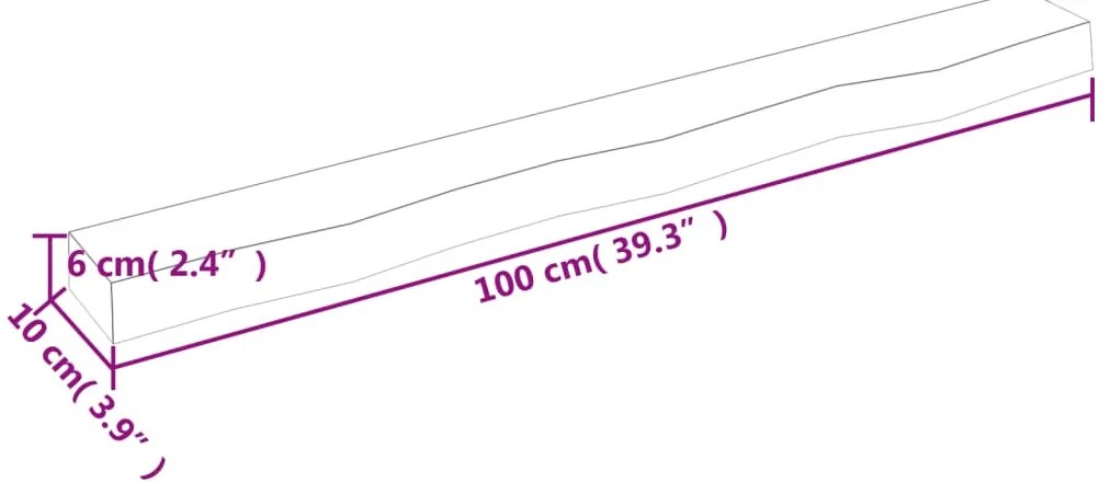 vidaXL Ράφι Τοίχου Ανοιχτό Καφέ 100x10x6 εκ. Επεξεργ. Μασίφ Ξύλο Δρυός