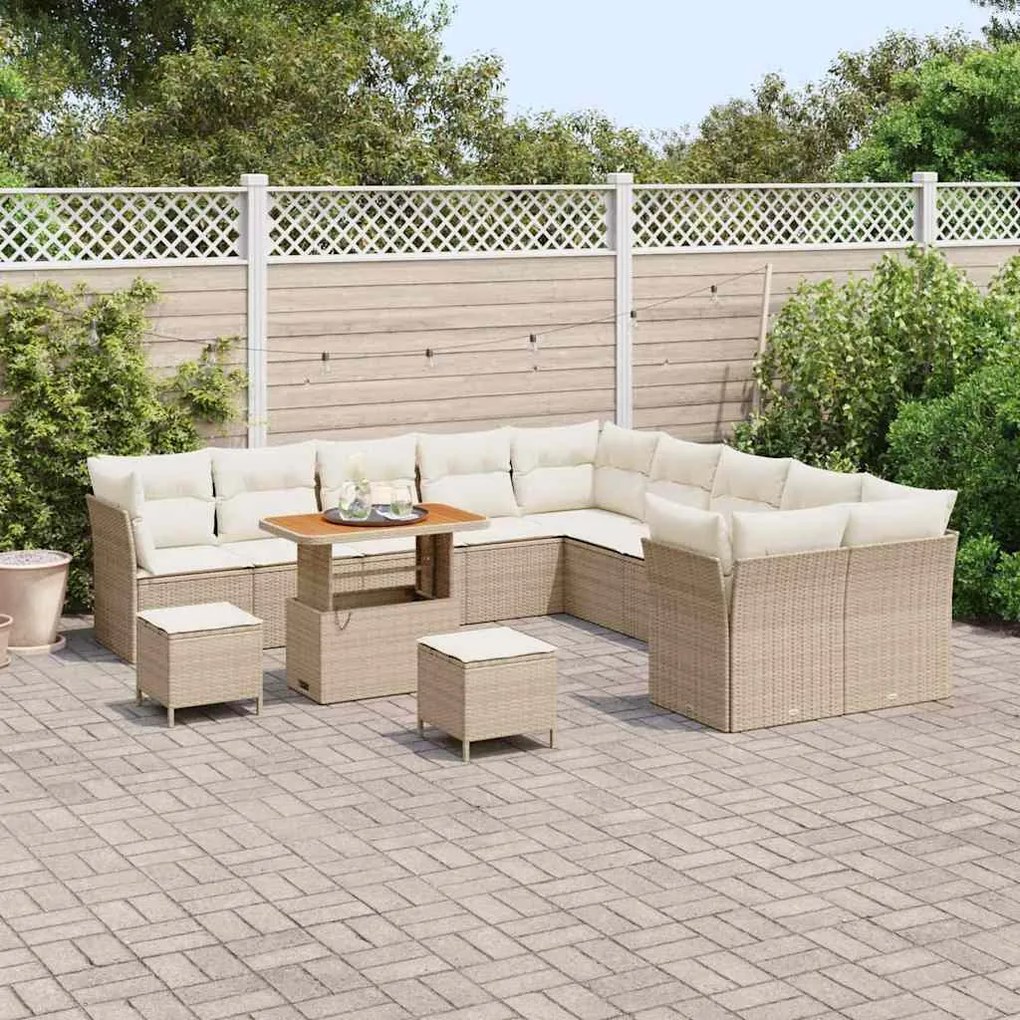 vidaXL Σετ Καναπέ Κήπου 13 pcs Μπεζ συνθετικό ρατάν