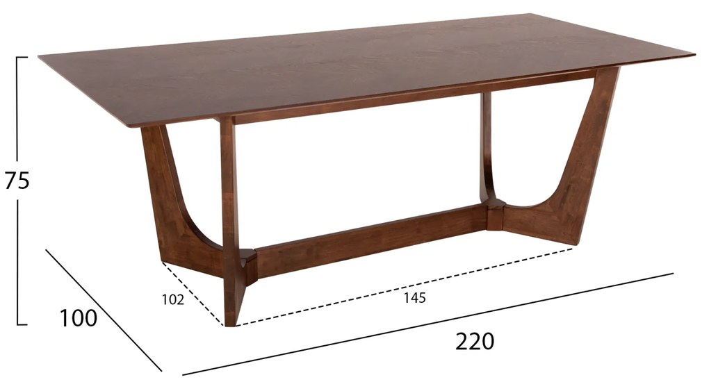 ΤΡΑΠΕΖΙ ΤΡΑΠΕΖΑΡΙΑΣ RIMER HM9742 MDF ΜΕ ΚΑΠΛΑΜΑ ΦΡΑΞΙΝΟΥ-ΚΑΡΥΔΙ ΧΡΩΜΑ 220X100x75Yεκ.