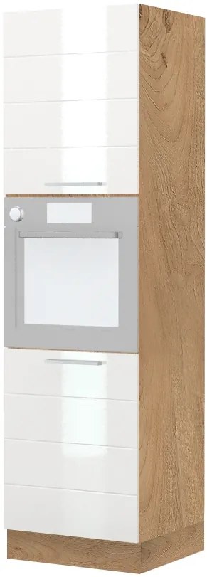 Επιδαπέδιο ντουλάπι φούρνου ψηλό Hudson K21-60-2KR-Καρυδί - Λευκό - 60.00Χ60.00Χ216.00cm