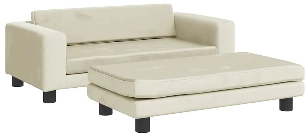 vidaXL Καναπές Παιδικός με Υποπόδιο Κρεμ 100x50x30 εκ. Βελούδινος