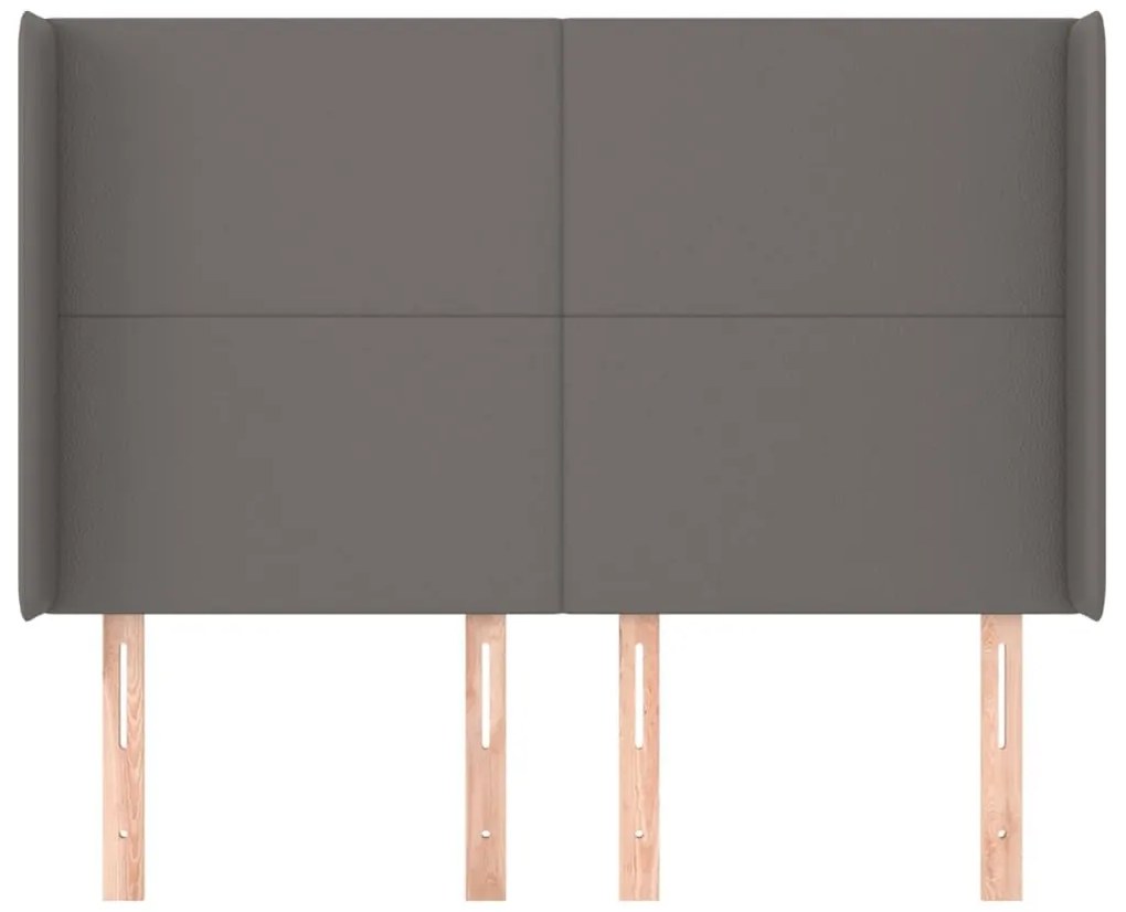 Κεφαλάρι με Πτερύγια Γκρι 147x16x118/128εκ.Συνθετικό Δέρμα - Γκρι