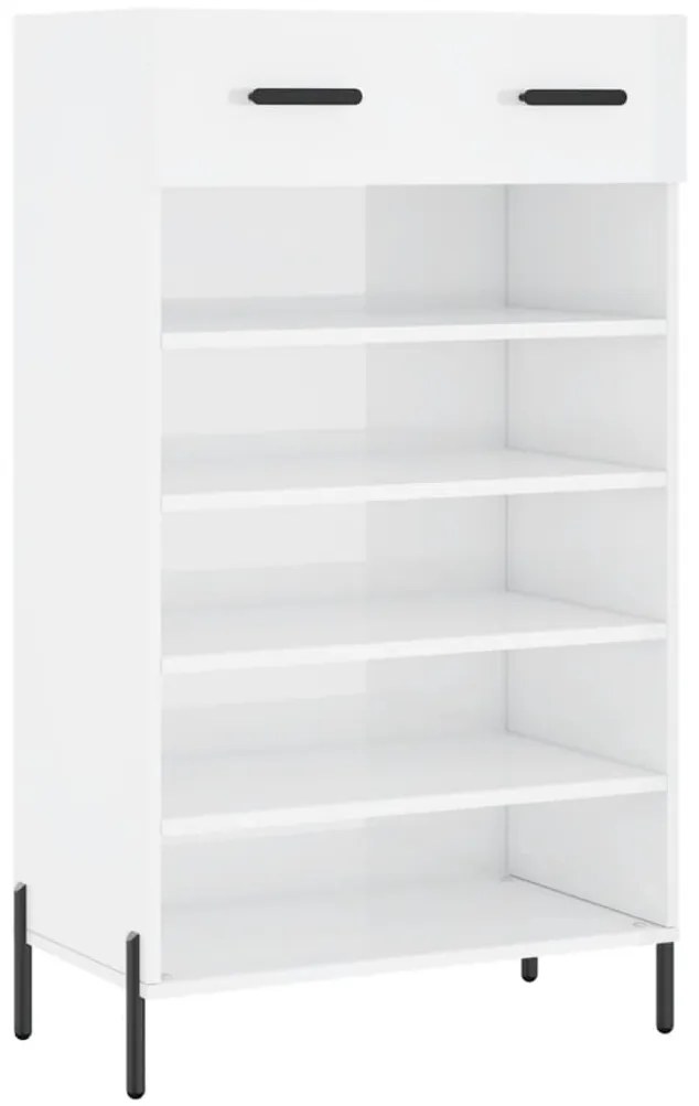 vidaXL Παπουτσοθήκη Γυαλιστερό Λευκό 60x35x105 εκ. Επεξεργασμένο Ξύλο