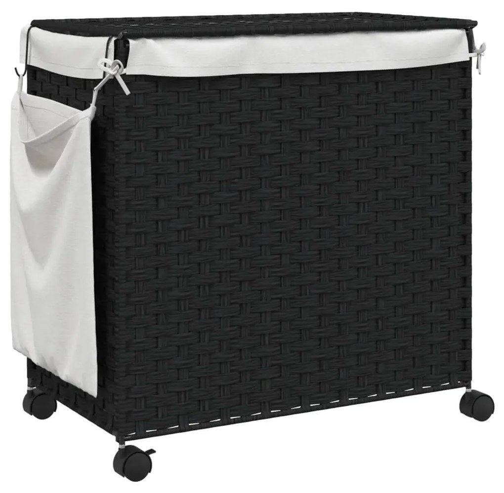 Καλάθι Άπλυτων με Τροχούς Μαύρο 60 x 35 x 60,5 εκ. από Ρατάν 372042
