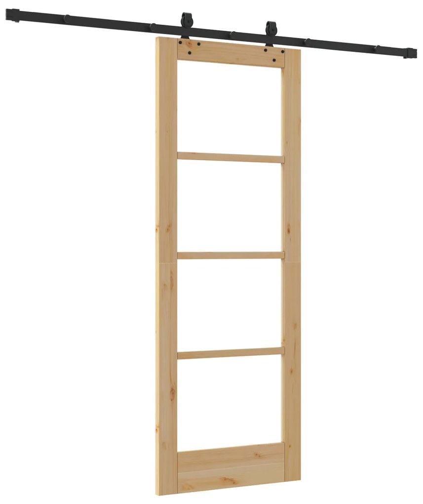 vidaXL Συρόμενη Πόρτα με Σετ Υλικών 73.5x198.5 εκ. Συμπαγές Ξύλο Πεύκο