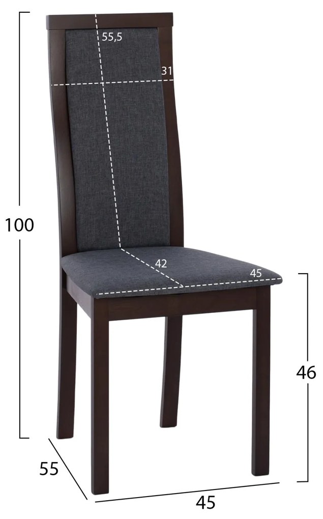 Καρέκλα C9257.01 από Οξιά Καρυδί 45x55x100Υεκ. 2αδα 45x55x100 εκ.