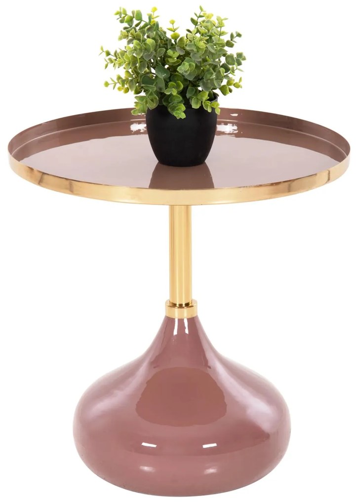 SIDE TABLE ROUND UTRI  METAL IN WARM PINK-BEIGE Φ46x46,5Hcm.