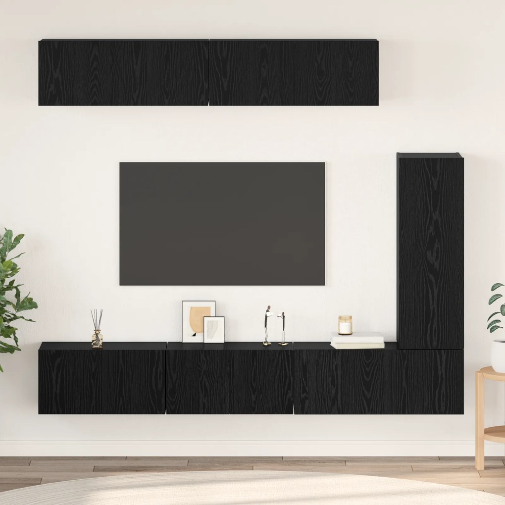 vidaXL Σετ Καθισμάτων Τηλεόρασης 6 pcs Μαύρη Δρυς 30.5 x 30 x 90 cm