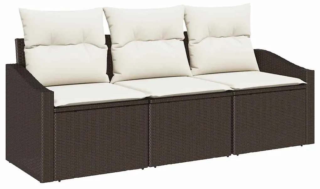 vidaXL Σετ Καναπέ Κήπου 3 pcs Καφέ, Κρέμα Πολυ rattan, βαμμένο ατσάλι