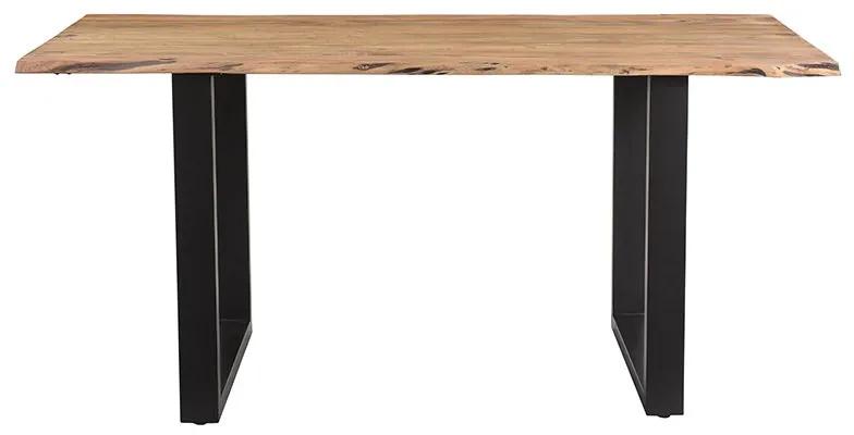 Τραπέζι Slim pakoworld μασίφ ξύλο ακακίας καρυδί-πόδι μαύρο 160x85x75.6εκ