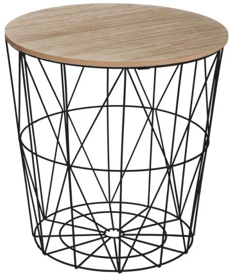 Βοηθητικό τραπέζι Kumi Pakoworld mdf επιφάνεια oak και μέταλλο σε μαύρη απόχρωση Φ40x41εκ 199-000642-199-000642-Καφέ 199-000642