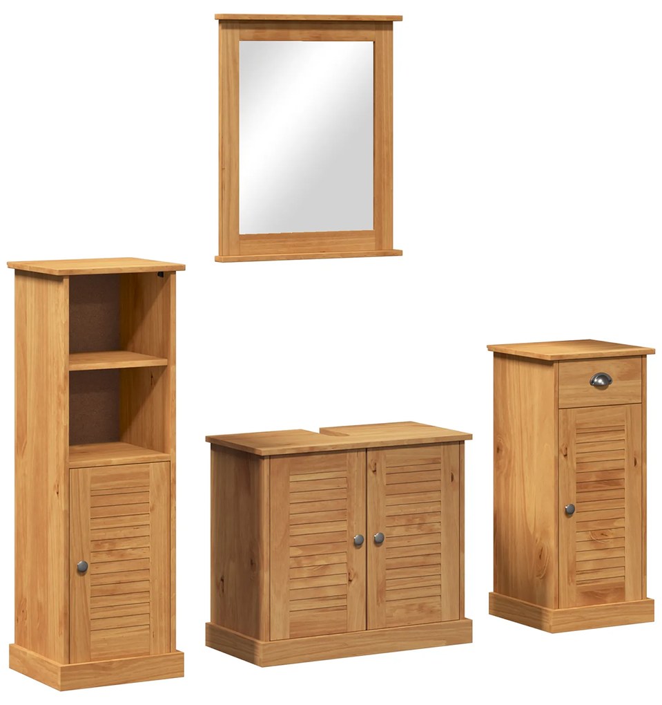 vidaXL Σετ Επίπλων Μπάνιου με συρτάρι 4 pcs καφέ μελί 37 x 34 x 110 εκ