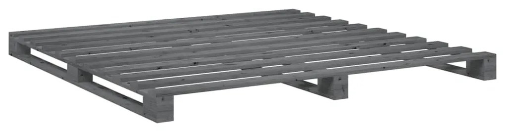 vidaXL Πλαίσιο Κρεβατιού με Κεφαλάρι Γκρι 200x200 εκ. Μασίφ Πεύκο